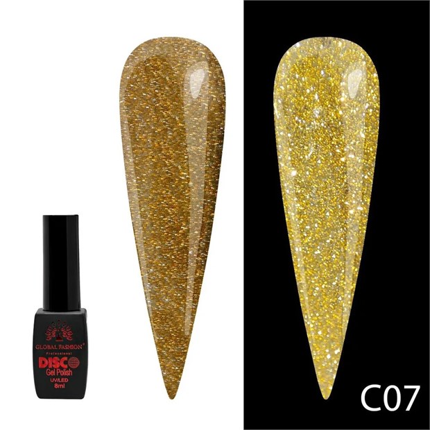 Global Fashion Гель-лак светоотражающий с блестками Disco Gel Polish  8 мл / C07 10862 - фото 2043