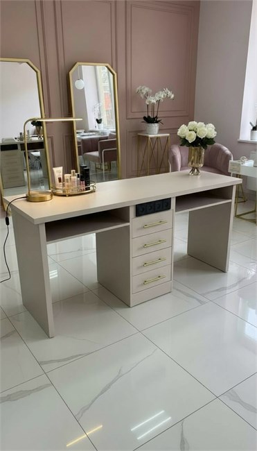 Маникюрный стол на 2 мастера кашемир 11347 - фото 3448