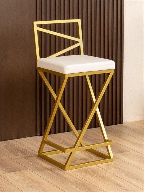 Полубарный стул с мягким сиденьем Тахо золотой/белый 11500