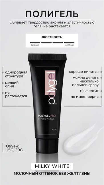 Полигель MILKY WHITE 30 гр 11560