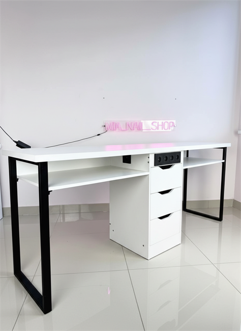 Стол двойной 2 метра Белый Базовый 8 розеток 10028