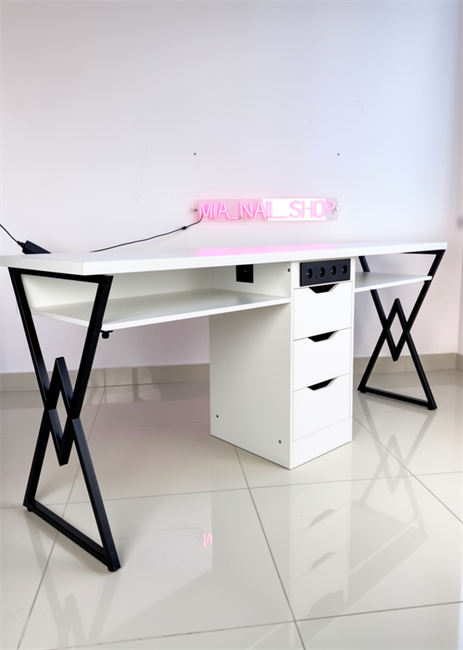 Стол двойной 2 метра Белый Базовый 8 розеток 11661