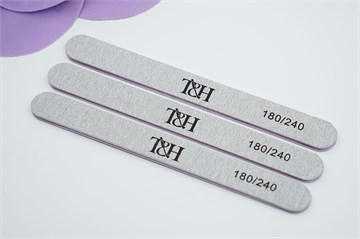 Пилка для ногтей T&H серая 180/240 прямая 1 шт 10427