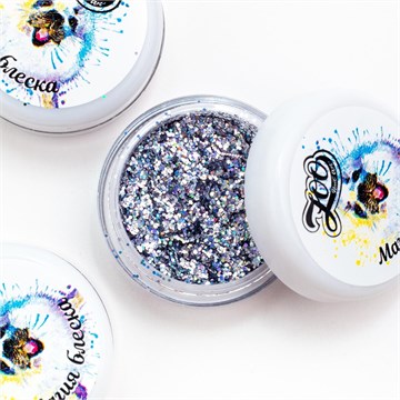 1244 Глиттер голографический "Магия блеска" 2 г серебро 10575